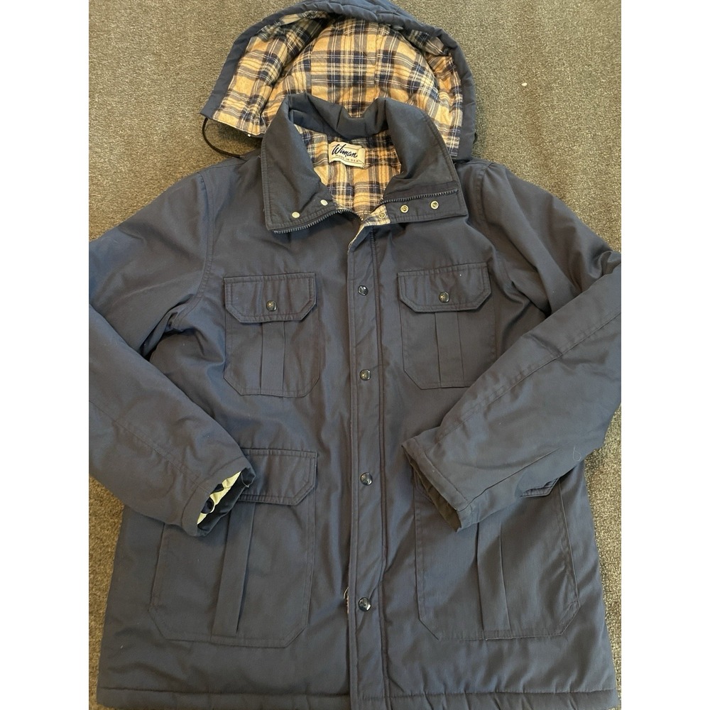 Vintage Blue Wiman Parka Jacket Sz Large 3M Thinsulate blanket lined Made In USA